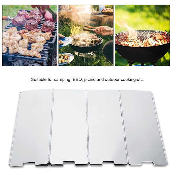 10 st vindskydd hopfällbart glas för utomhuscamping picknick BBQ matlagning gasspis vindskydd