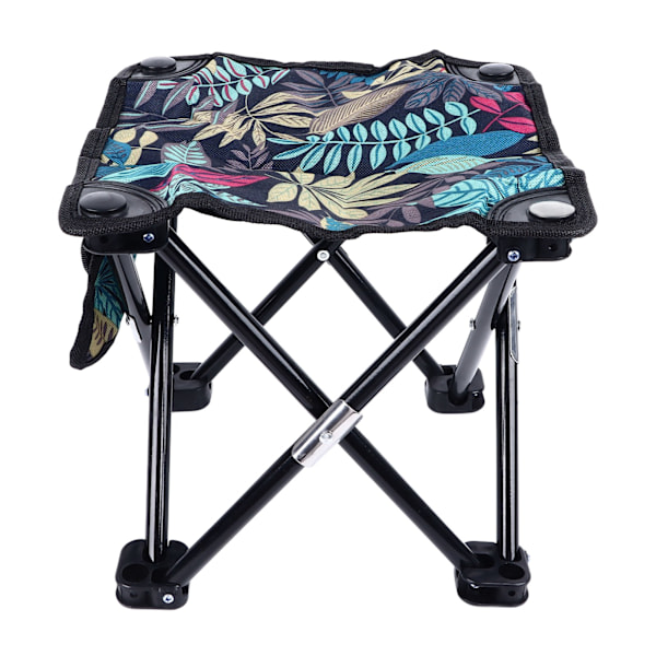 Hopfällbar utomhusstol med bärväska canvas bladmönster bänk lämplig för vuxna fiske camping trädgård strand blå