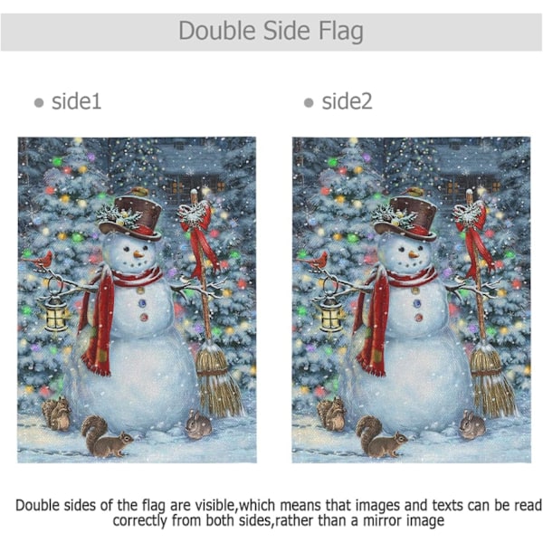 Glædelig Jul Træ Rød Haveflag Vinter Snefnug Dobbeltsidet Flag 12\" x 18\", Jul Rustik Vinter Sne Ferie Nytår Lille Haveflag Banner Snowman