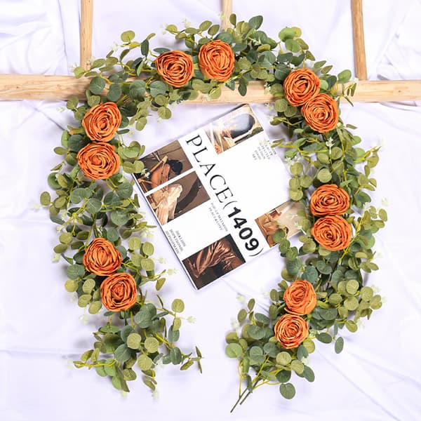 Kunstig Rose Pengeblad Ranke, Orange, 1 stk
