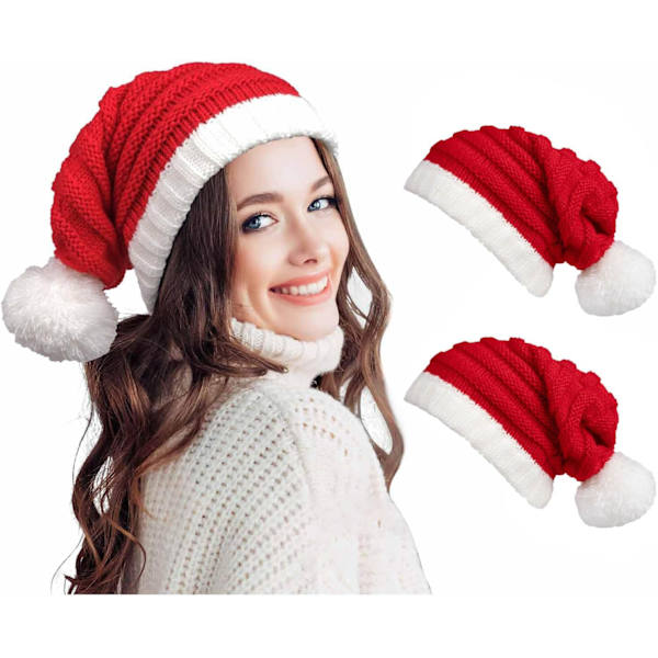 Jultomtehatt Röd Jultomtehatt Stickad Hatt Jultomtehatt För Vuxna Kvinnor Män 2-pack 2 Pack D