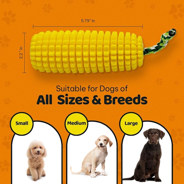 Tough Dog Chew Toys - Piippu- ja ei-piippu-vaihtoehdot, maissi-muotoinen interaktiivinen lelu aggressiivisille pureskelijoille, kestävä kumipurentaleikki koiralle