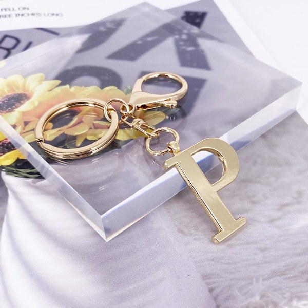 Nøglering med Guld Bogstav A-Z til Kvinder Taske Charms Pung Charms Til Håndtasker Metal Alphabet Initial Letter Nøglering P