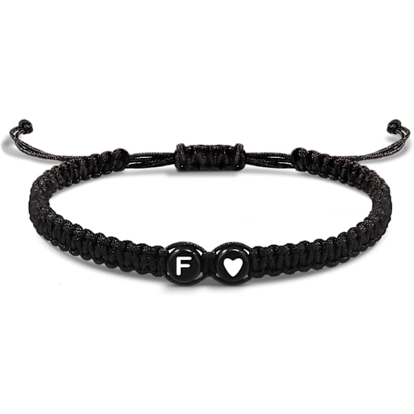 Initialarmbånd for kvinner, Strømper for tenåringer, bestevenninne-fødselsdagsgaver, eksamen, justerbare bokstaver A-Z flettede armbånd F