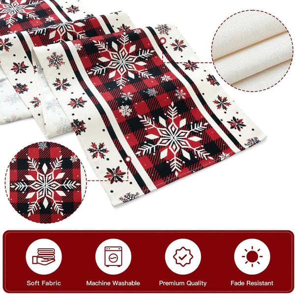 Snöflinga bordslöpare, 33 x 183 cm, vinter-buffelrutig design för julköket och hemdekoration