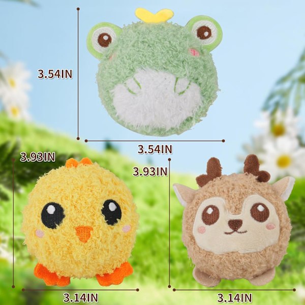 DKING 3-pak Squeaky Hundefballer, 2 i 1 Morsomme Valpeballleker, Bursdags Hundefilek for Små og Mellomstore Hunder (Monster Ball) 2