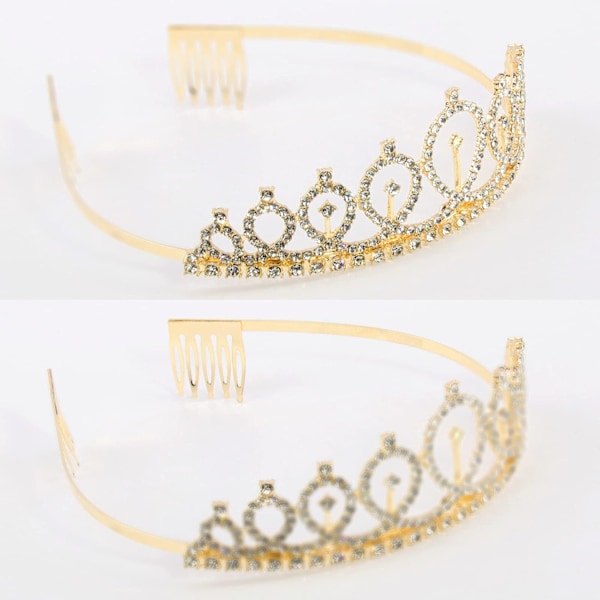 Fødselsdagskroner til kvinder Fødselsdagsdronning Sash & Rhinestone Tiara Sæt Fødselsdag Tiaras og Sash til Fødselsdag Dekorationer Guld