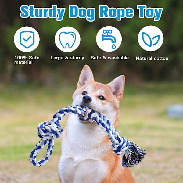 Hundetau leker 2 Nesten uforgjengelige hundleker, Hundleke for mellomstore til store raser, Tannrensende tyggeleker, Hundetrekkleke for kjedsomhet, Hundetenner