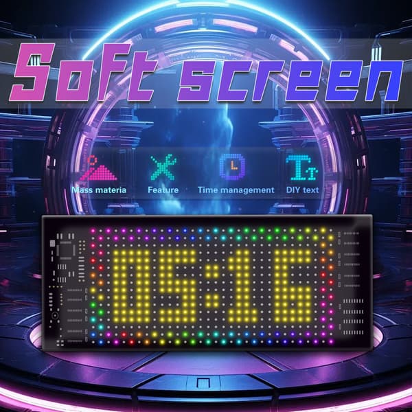 Fleksibel RGB LED Matrix Display 20x64 Piksler Bluetooth Programmerbar Rullende Tekstpanel for DIY-klær 102mm*348mm
