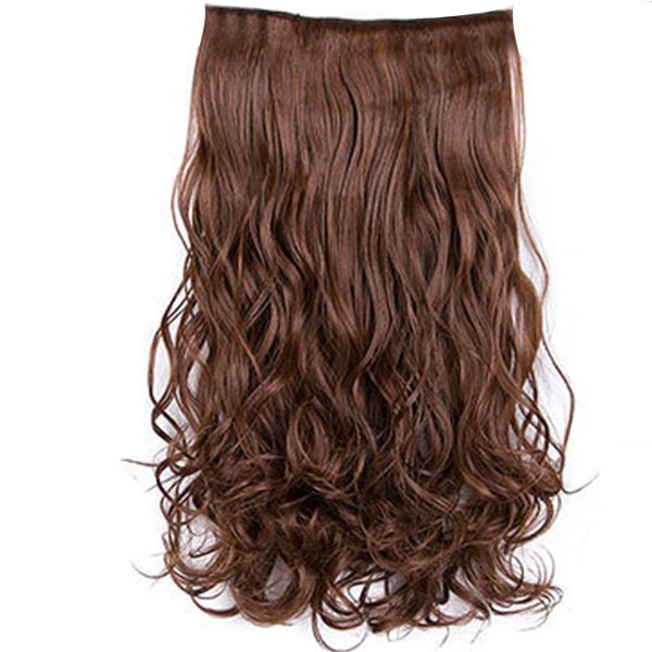 Big Wave Curly Matte Synthetic 6 Clip parykk hårforlengelser for kvinner lysebrun 6 cm