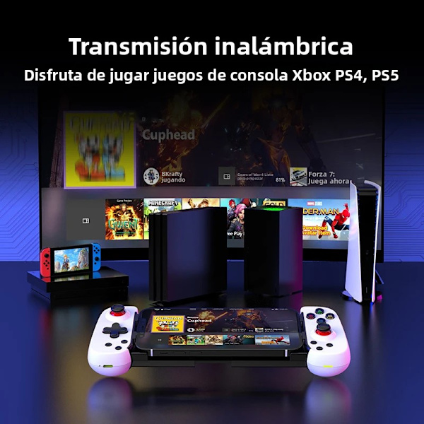 D6DP Sort Mobil Trådløs Spilcontroller til Android og iOS, Cloud Gaming og Fjernafspilning Kompatibel