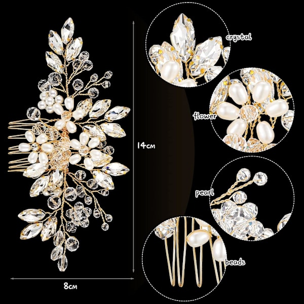 5 kpl Hääkampa Morsiuskammat Hiustarvikkeet Kristallihelmi Hiustarvikkeet Strass Kukka Hiustarvike Häät Morsian Naiset (Kulta, Klassinen tyyli) Gold