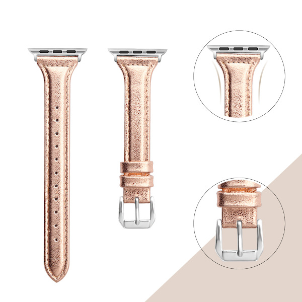 Läderarmband kompatibelt med Apple Watch7 8, utbytesarmband för män och kvinnor rose golden 42/44/45/49mm