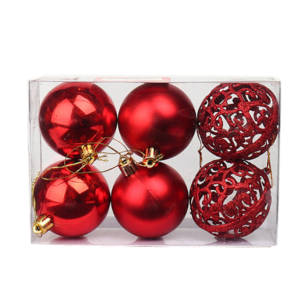 Julekugle-hængende pynt sæt Juletræspynt red 6cm