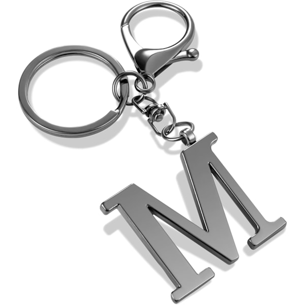 Nøglering med Guld Bogstav A-Z til Kvinder Taske Charms Pung Charms Til Håndtasker Metal Alphabet Initial Letter Nøglering Black-m