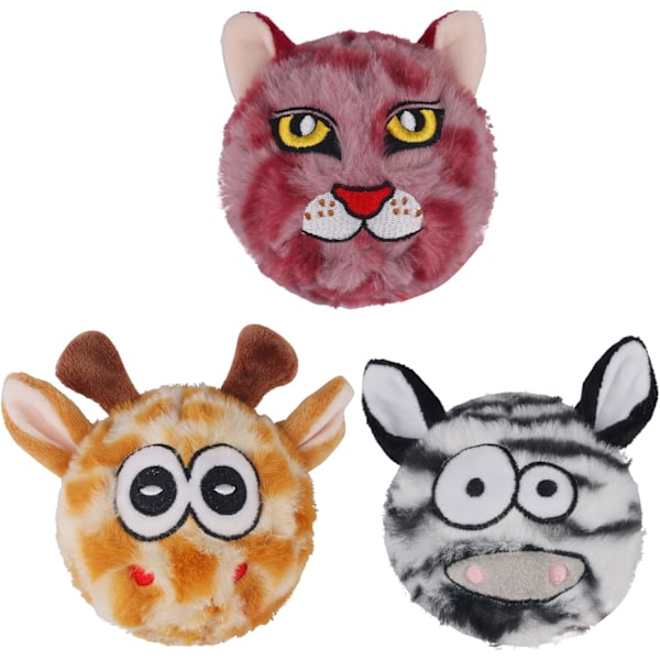 DKING 3-pack Kvittrande Hundbollar, 2-i-1 Roliga Valpbollleksaker, Födelsedagshundleksak för Små och Medelstora Hundar (Monsterboll) 1