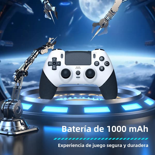 Svart Blå Bluetooth Spillkontroller, Kompatibel med PS4, PS4 Pro, PS4 Slim, PC med Dobbel Vibrasjon Hall Effekt