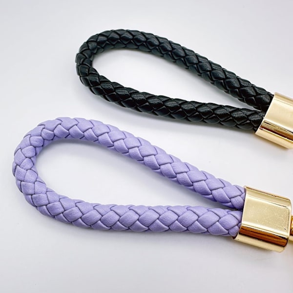 2 stk Håndvævede Flettede Læder Nøgleringe, Nøglering Remme til Mænd og Kvinder, Metal Nøglering til Hjemmebilnøgler Purple