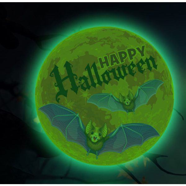 Halloween Flaggermus Heks Kråke Lysende Lysende Månefestival Dekorasjon Fluorescerende Veggklistremerke (Grønt Lys Kråke)