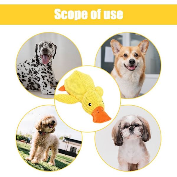 Quack-Quack Andedukke Hundefile, 2024 Nyeste Holdbar The Mellow Dog Rolig Andedukke Hundefile, Gul Stuffet Andedukke Hundefile for Hunder Innendørs Valp (Gul) Yellow