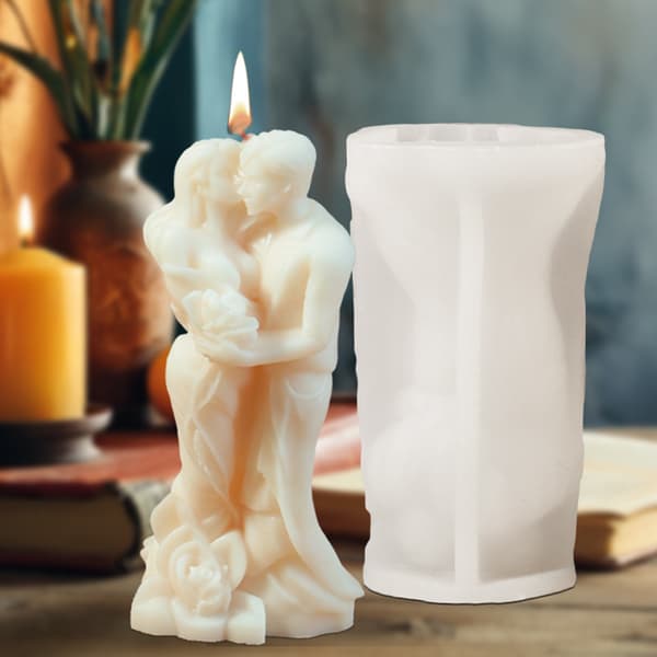 Par Serie - Kys, 3D Valentinsdag Lysform, DIY Rose- og Kys-Formede Lys, Egnet til Duftlys, Chokolade Dessertkage D