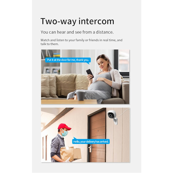 1080P Sisätilojen Turvakamera, Vauvanvalvontakamera Yökuvauksella, Kaksipuolinen Ääni, 3MP, Pilvi- ja SD-kortti Tallennus, Reaaliaikainen Hälytys, 2.4G WiFi Black