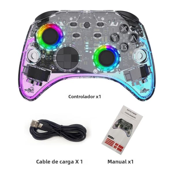DATA FROG Switch Pro Trådløs RGB-belysning Spilcontroller Kompatibel med Nintendo Switch, Switch Lite og OLED Gamepad med Dobbelt Vibration og