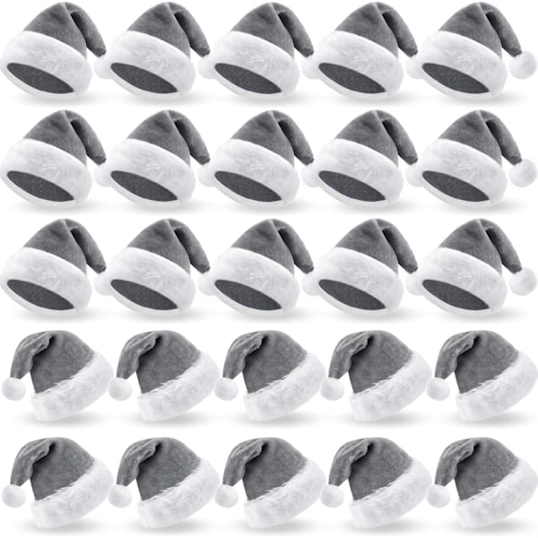 Vicenpal 20 stk. Julemandshue, Julehat Bulk Blød Unisex Julehatte til Voksne Kvinder & Mænd Festkostume (Grå) Gray