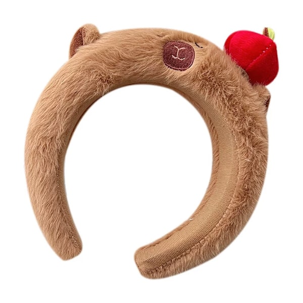 Damer 2024 Efterår-vinter Mode Must-have: Charmerende Kapibara-æble Plys Pandebånd - Højtop, Tegneserie-stil, Bredkant for et Stilfuldt og Sødt Look