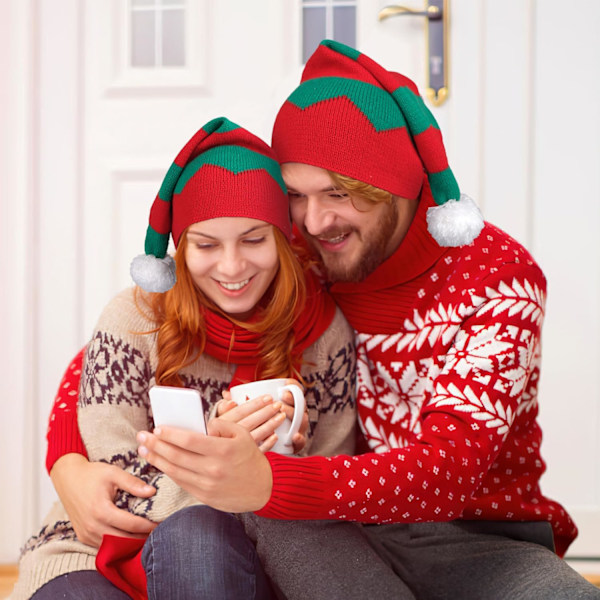 Jultomtehatt Röd Jultomtehatt Stickad Hatt Jultomtehatt För Vuxna Kvinnor Män 2-pack 2 Pack B