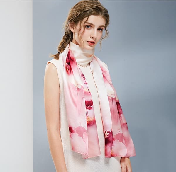 -Silkeskjerf dame vår og høst 100% mulberry silke satengskjerf silkesjal