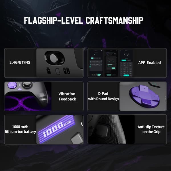 P5 2.4G & Bluetooth Trådløs Gaming Controller, Hall Trigger, Dobbelt Vibration, Makro Support