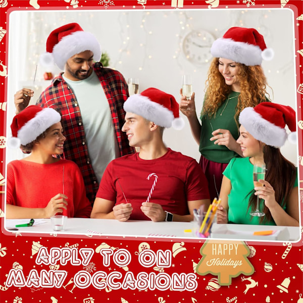 20 st Santahattar, Julhattar Bulk Plysch Unisex Julhattar för Vuxna Kvinnor & Män Festkostym (Röd) Red