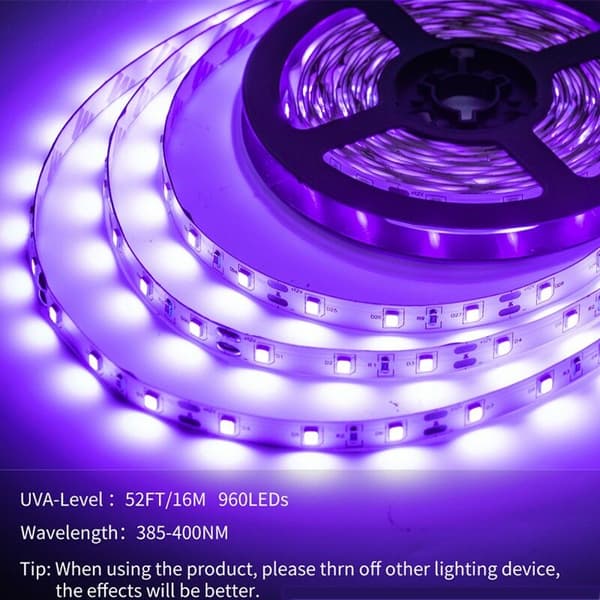 LED-stripe, LED-stripe, LED-stripe, lilla lys, 5M, med fjernkontroll