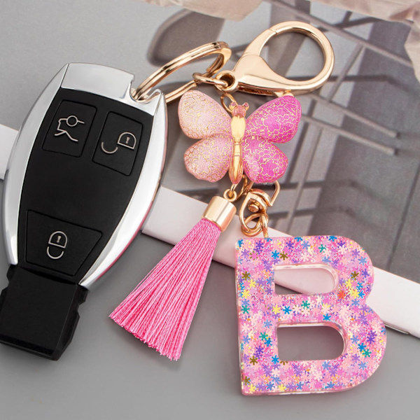 Sööt roosad võtmehoidjad naistele ja tüdrukutele, algustähega võtmehoidjad tutiga, ripatsid võtmetele, rahakotile, käekottidele ja seljakottidele Colorful Pink Butterfly-b