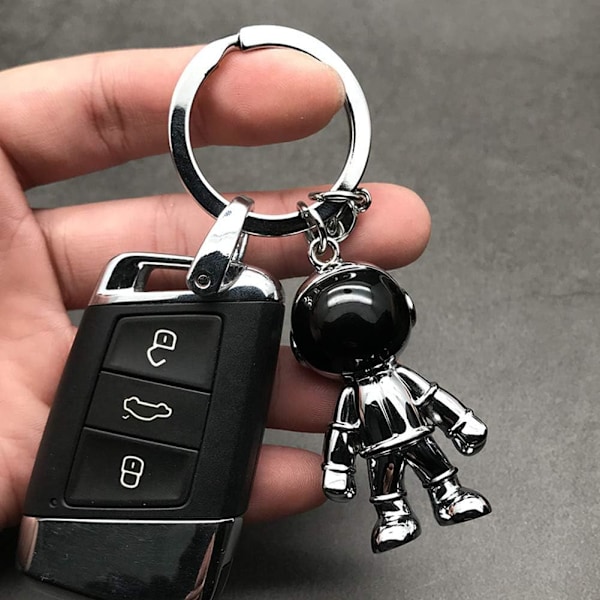 Musta Robot-Avaimenperä Miehille Luova Avaruusmies Auton Avaimenperä Renkaana Toimistoon Reppuun Lompakkoon Koristeeksi Silver