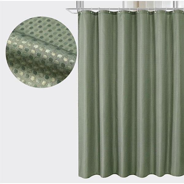 Soya Grøn Waffle Vandafvisende Skimmelresistent Polyester Bruseforhæng Badeværelsesforhæng Sanitært Mellemrum Bruseforhæng Bruseforhæng 180*180