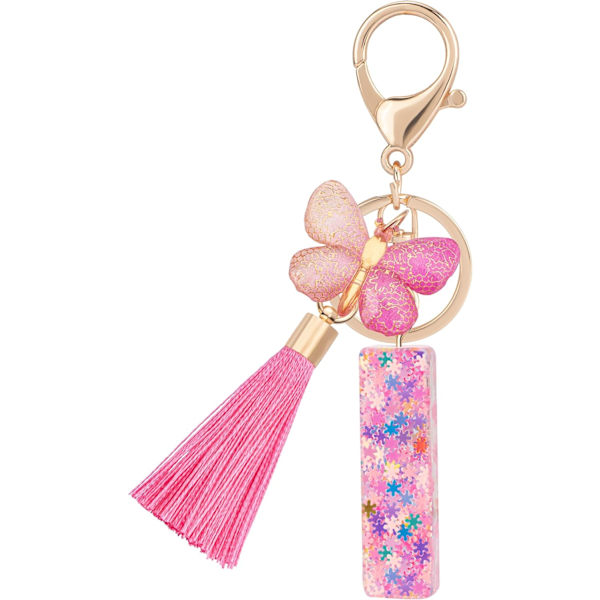 Sööt roosad võtmehoidjad naistele ja tüdrukutele, algustähega võtmehoidjad tutiga, ripatsid võtmetele, rahakotile, käekottidele ja seljakottidele Colorful Pink Butterfly-i