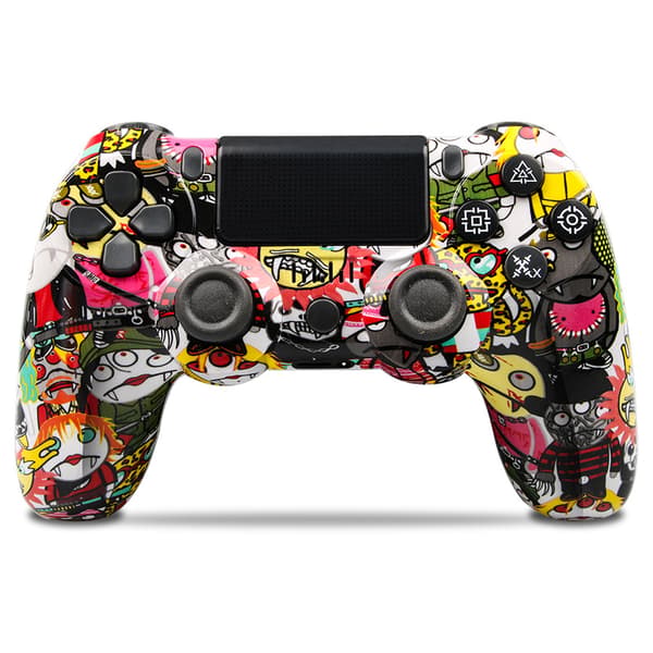 Blå trådløs Bluetooth-controller med PS4/Slim/Pro, dobbelt vibration, kompatibel med Windows, PC, iOS, Android