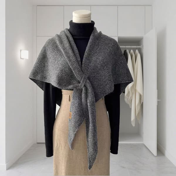 D-New Version Halsduk för kvinnor • Förtjockad varm axelscarf för höst och vinter • Triangulär stickad scarf för kvinnor D