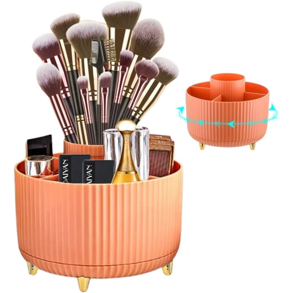 360° roterende sminkborste förvaringsbox kosmetikahållare (orange) Orange