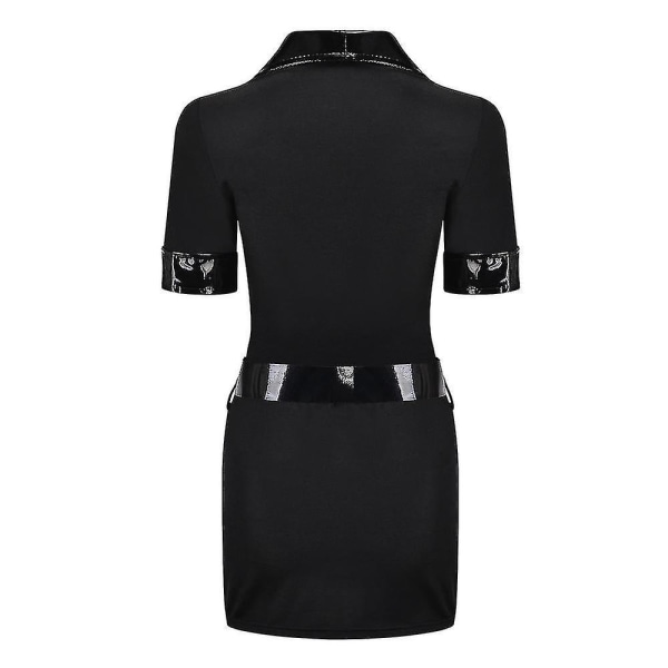 Naisten musta poliisi univormu aikuisten Halloween-juhlapuku Cosplay Clubwear poliisiasut S-xxxl Black A 2XL