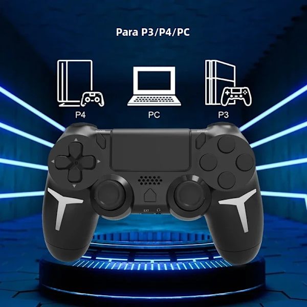 Sort Trådløs Gamepad med 6-Akset Gyroskop Dobbelt Vibration Touch Screen Bluetooth Controller med PS4 PS3 Konsol og PC