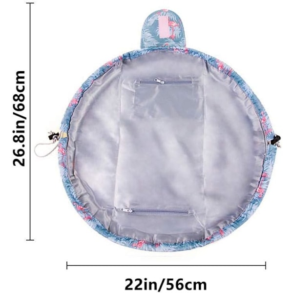 Toalettsäck för flickor, lat förvaring, kosmetikväska, stor bärbar, snygg design, utomhus, vattentät, snabb montering, dubbel magisk väska Bleu
