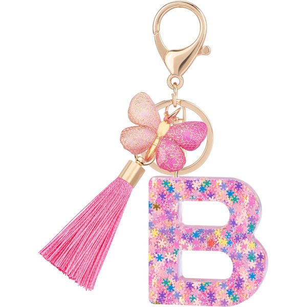Sööt roosad võtmehoidjad naistele ja tüdrukutele, algustähega võtmehoidjad tutiga, ripatsid võtmetele, rahakotile, käekottidele ja seljakottidele Colorful Pink Butterfly-b