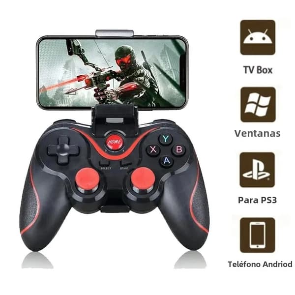 Sort Trådløs Bluetooth Spilcontroller, Kompatibel med PC, PS3, iOS-enheder, TV og Switch-konsol