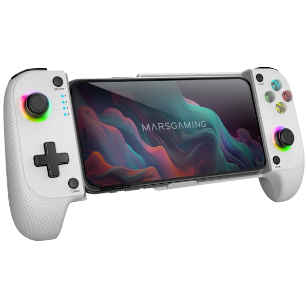 Sort Bluetooth 5.0 Trådløs Spilcontroller, Kompatibel med PC, Android, iOS og Konsoller, Dobbelt Vibration, RGB, Telefonholder