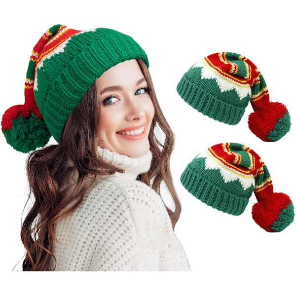 Jultomtehatt Röd Jultomtehatt Stickad Hatt Jultomtehatt För Vuxna Kvinnor Män 2-pack 2 Pack E