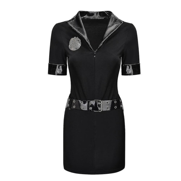 Kvinder Sort Politi Uniform Voksen Halloween Fest Kostume Cosplay Clubwear Politi Tøj S-xxxl Black B 2XL