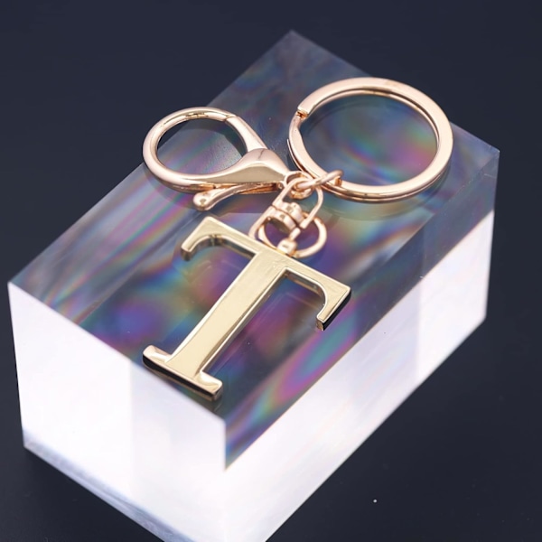 Nøglering med Guld Bogstav A-Z til Kvinder Taske Charms Pung Charms Til Håndtasker Metal Alphabet Initial Letter Nøglering T